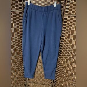Lands’ End Navy Sweatpants Women’s Small Cotton Fleece Elastic Waist Pockets